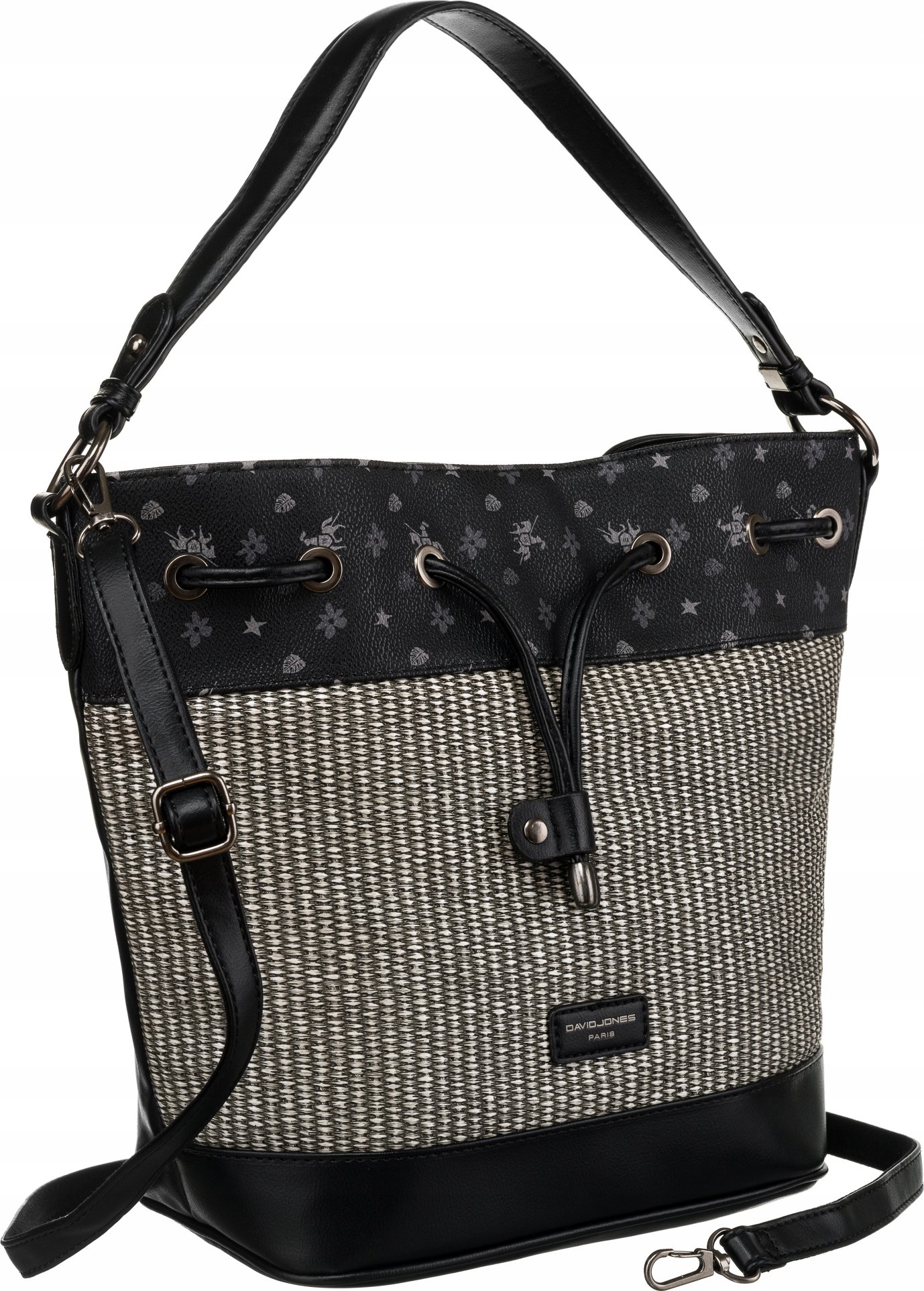 Stylowa torebka worek z ozdobnym panelem - David Jones – Elegancja na co dzień