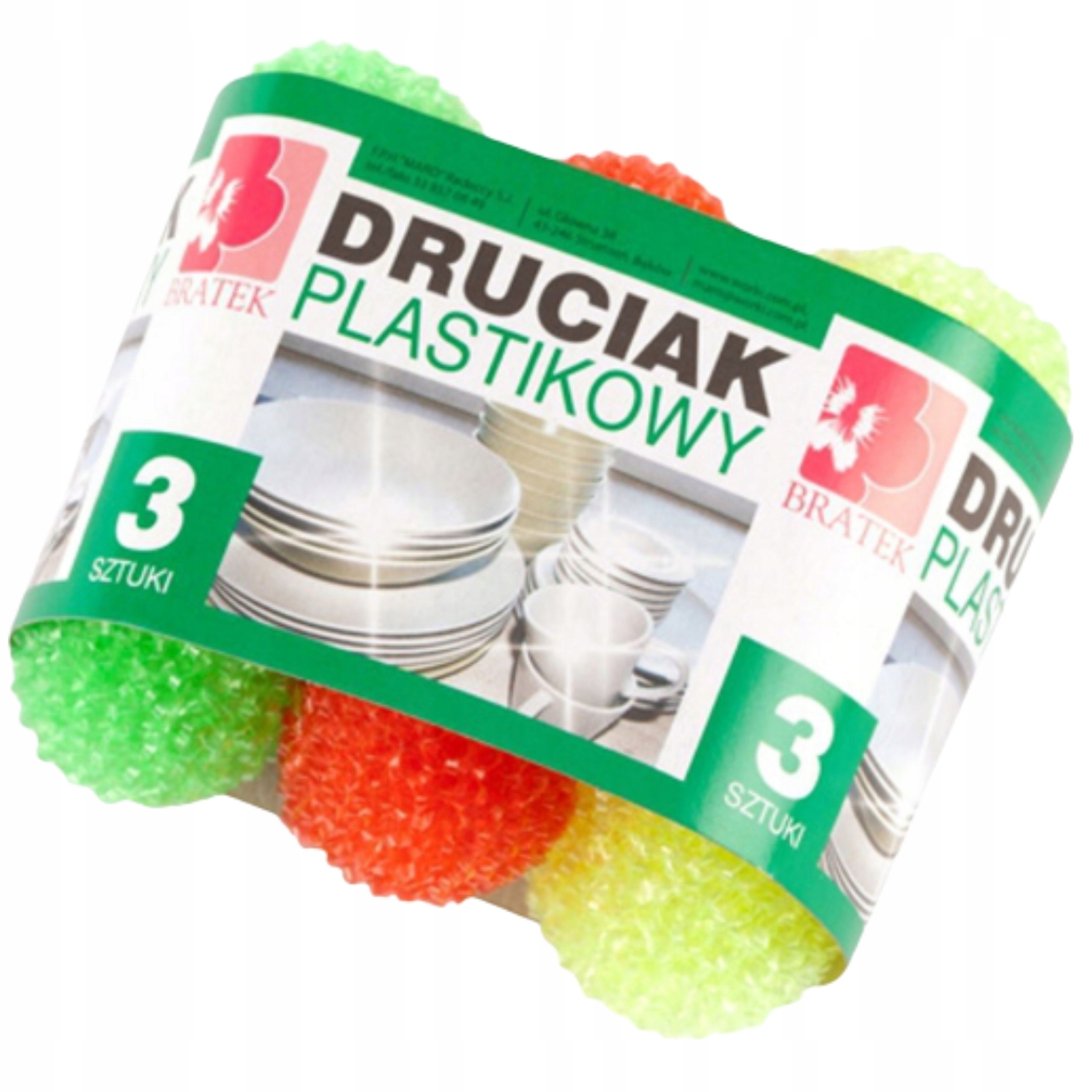 Druciak plastikowy Bratek 3 szt. – Idealny do czyszczenia naczyń