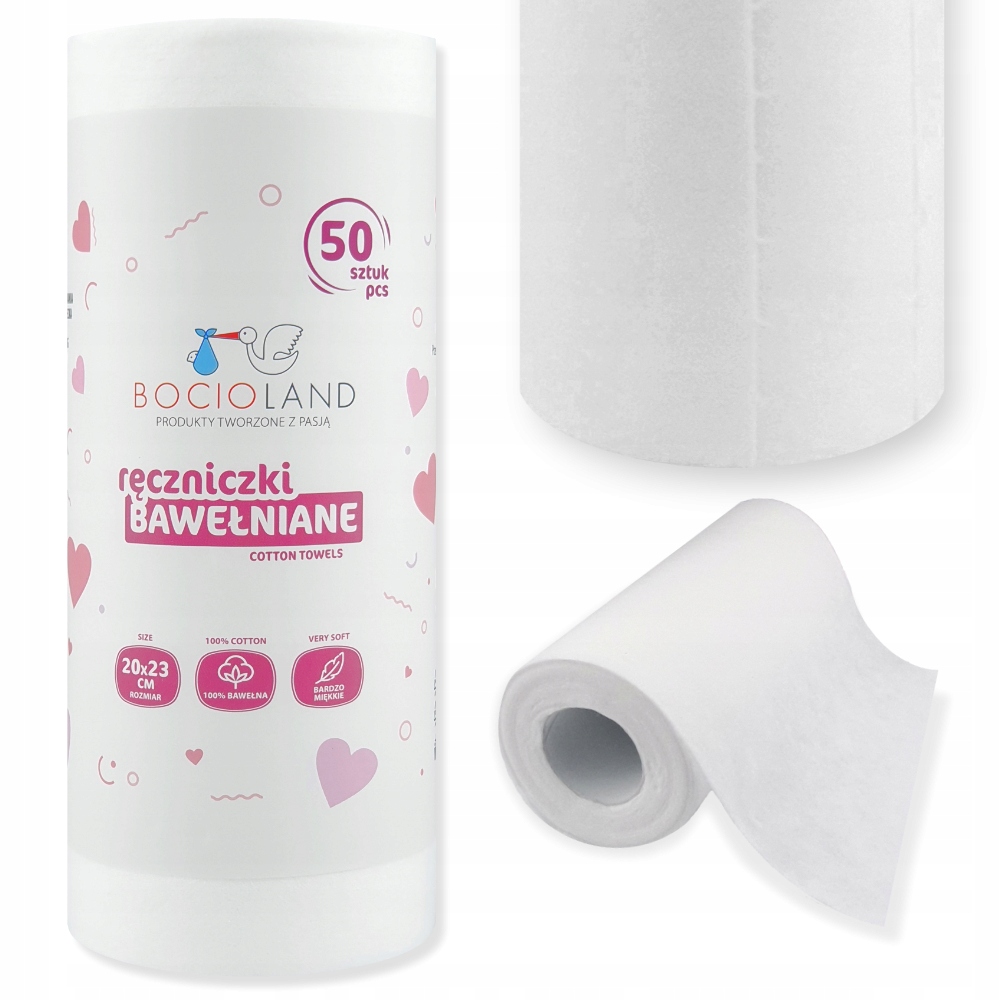 Bocioland 1547 RĘCZNIKI BAWEŁNIANE 20X23 ROLKA BL154 – Naturalna pielęgnacja dla Twojego dziecka