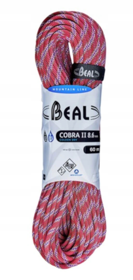 Lina wspinaczkowa Cobra Unicore 8.6mm 60m Golden Dry BEAL – Twoje wsparcie w ekstremalnych warunkach