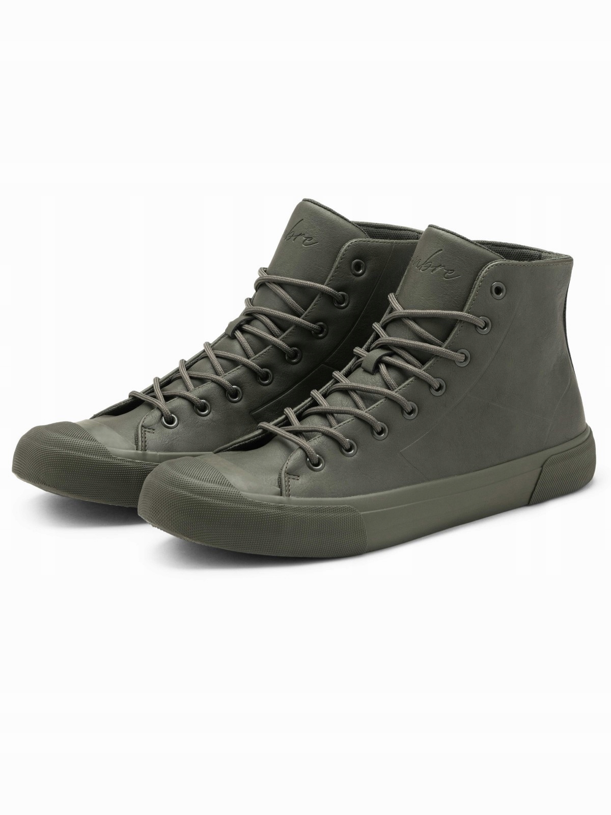 Ombre Wysokie buty męskie trampki z gumowym noskiem oliwkowe V4 OM-FOSH-0138 – Styl i komfort na co dzień