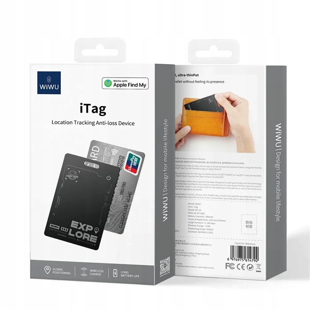 WiWU - Lokalizator iTag WT-03 Card z certyfikatem Apple Find My – Twoje rozwiązanie do lokalizacji