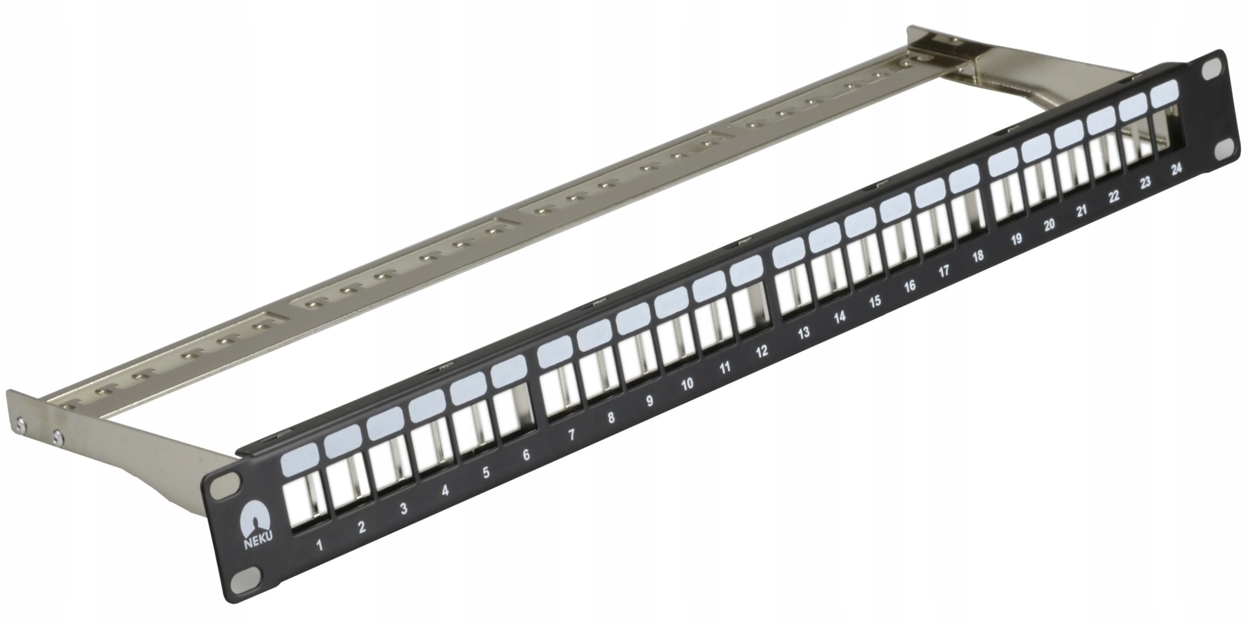 Patch panel pusty RACK 19 1U na 24 moduły keystone STP czarny NEKU – Idealne rozwiązanie dla Twojej sieci
