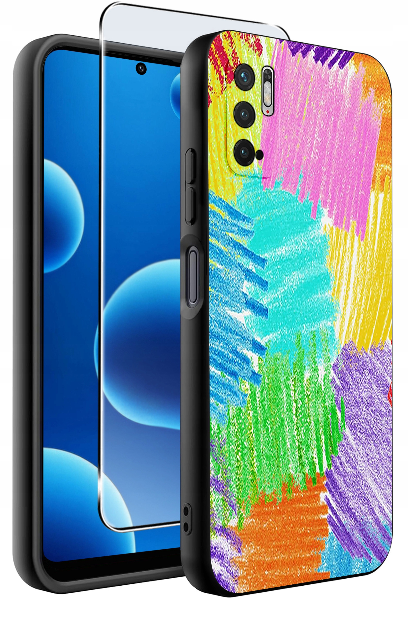 ETUI do Xiaomi Redmi Note 10 5G | WZORY | SILIKONOWE MATT CASE + SZKŁO HARTOWANE 9H