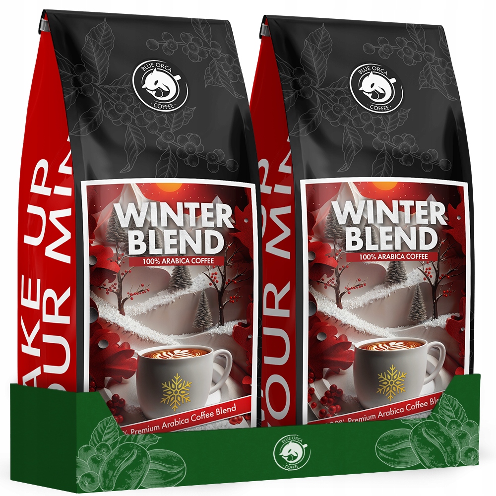 Kawa ziarnista 1kg x2 WINTER BLEND 100% Arabica Blue Orca – Zimowa magia w każdej filiżance