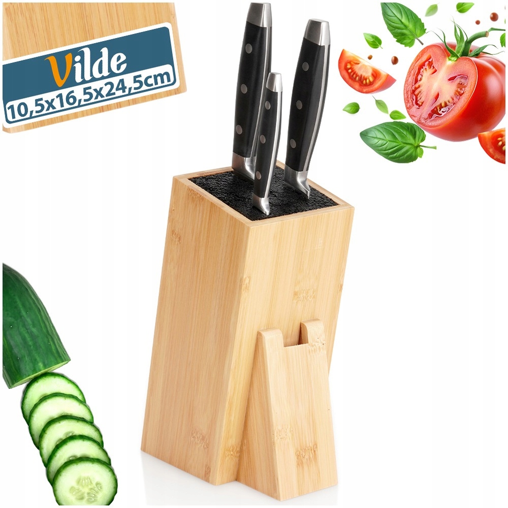 Stojak na noże bambusowy Vilde 10,5x16,5x24,5 cm – Elegancka organizacja w kuchni