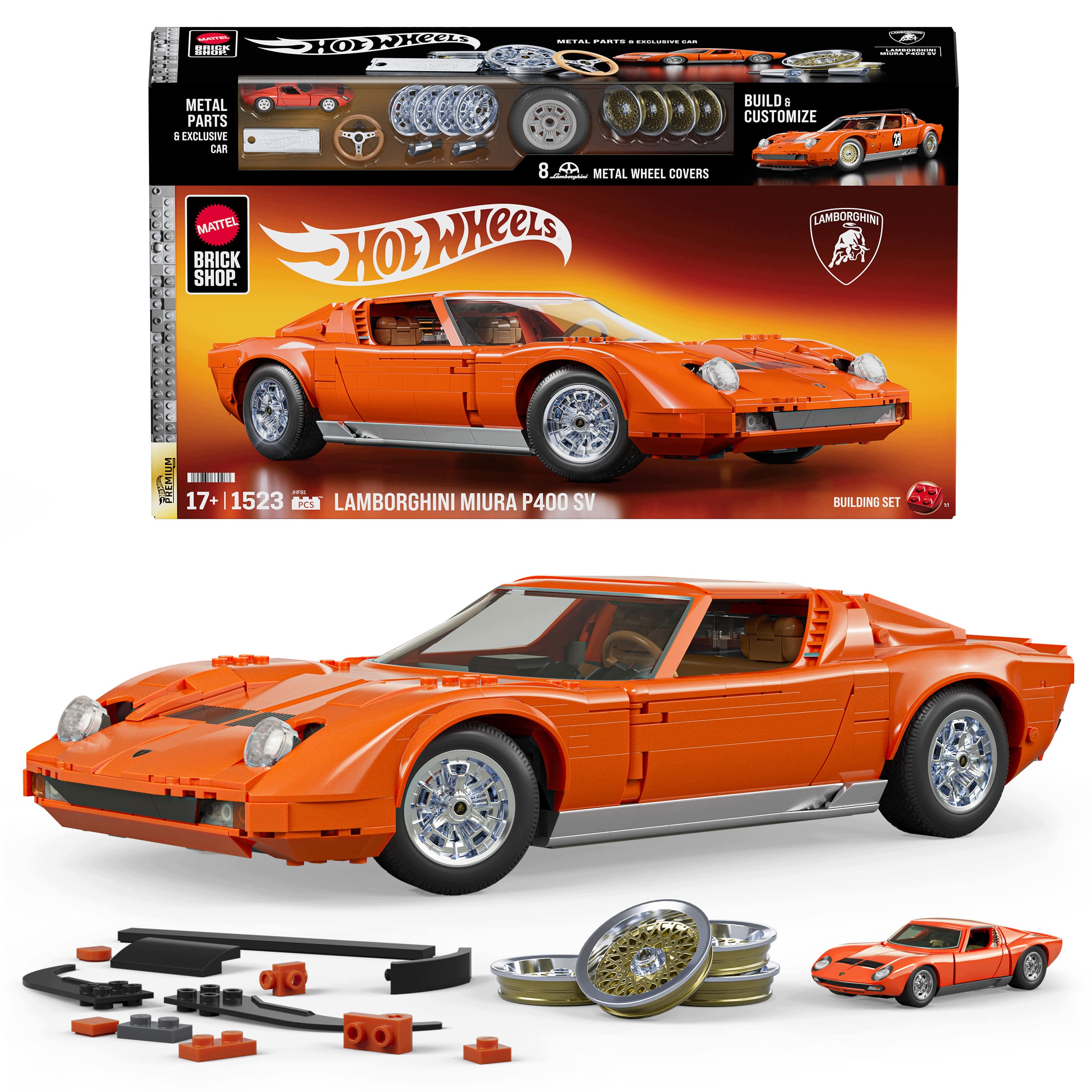 Mattel Brick Shop Klocki Hot Wheels Lamborghini ‘71 Miura P400 SV – Luksusowy model do złożenia