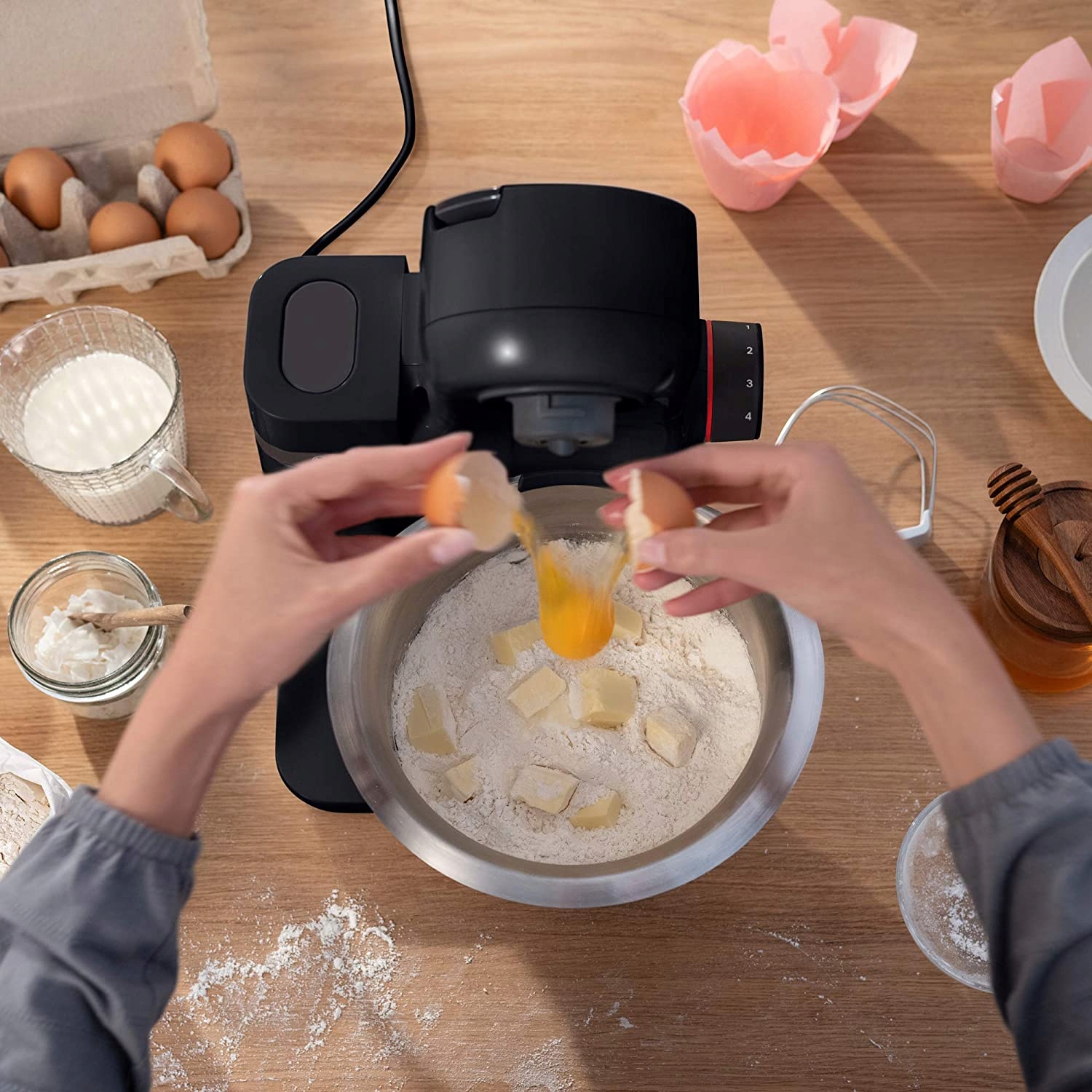 Duża misa ze stali nierdzewnej – Pojemność 3,8 l dla wszystkich Twoich przepisów