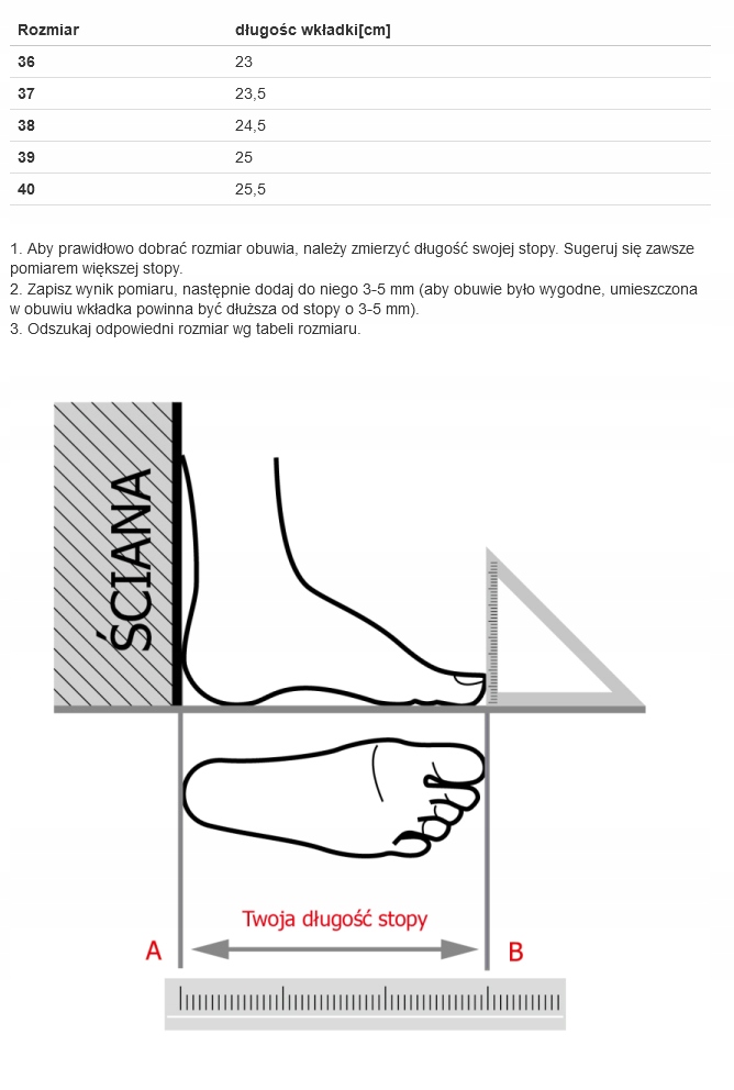 Wygodne dopasowanie - Dostosowane do rozmiaru 39
