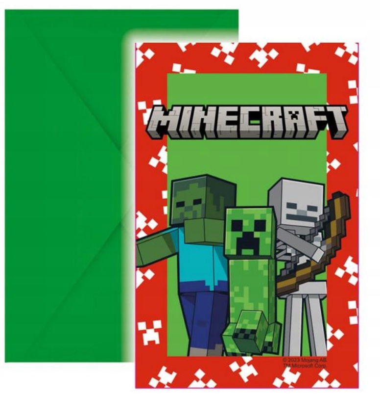 Zaproszenia z kopertami Minecraft – Idealne na urodziny