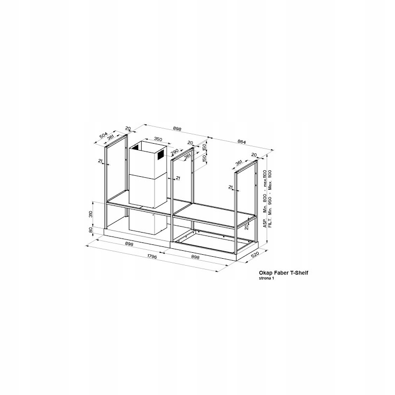 Regulowana wysokość montażu okapu