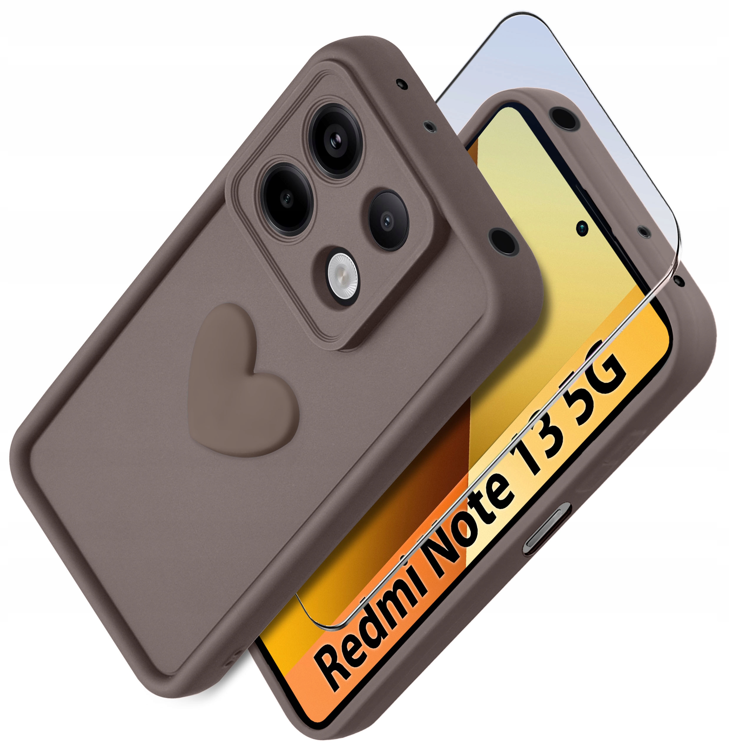 Etui do Xiaomi Redmi Note 13 5G silikonowe MATOWE serce + Szkło ochronne 9H – Ochrona i styl w jednym