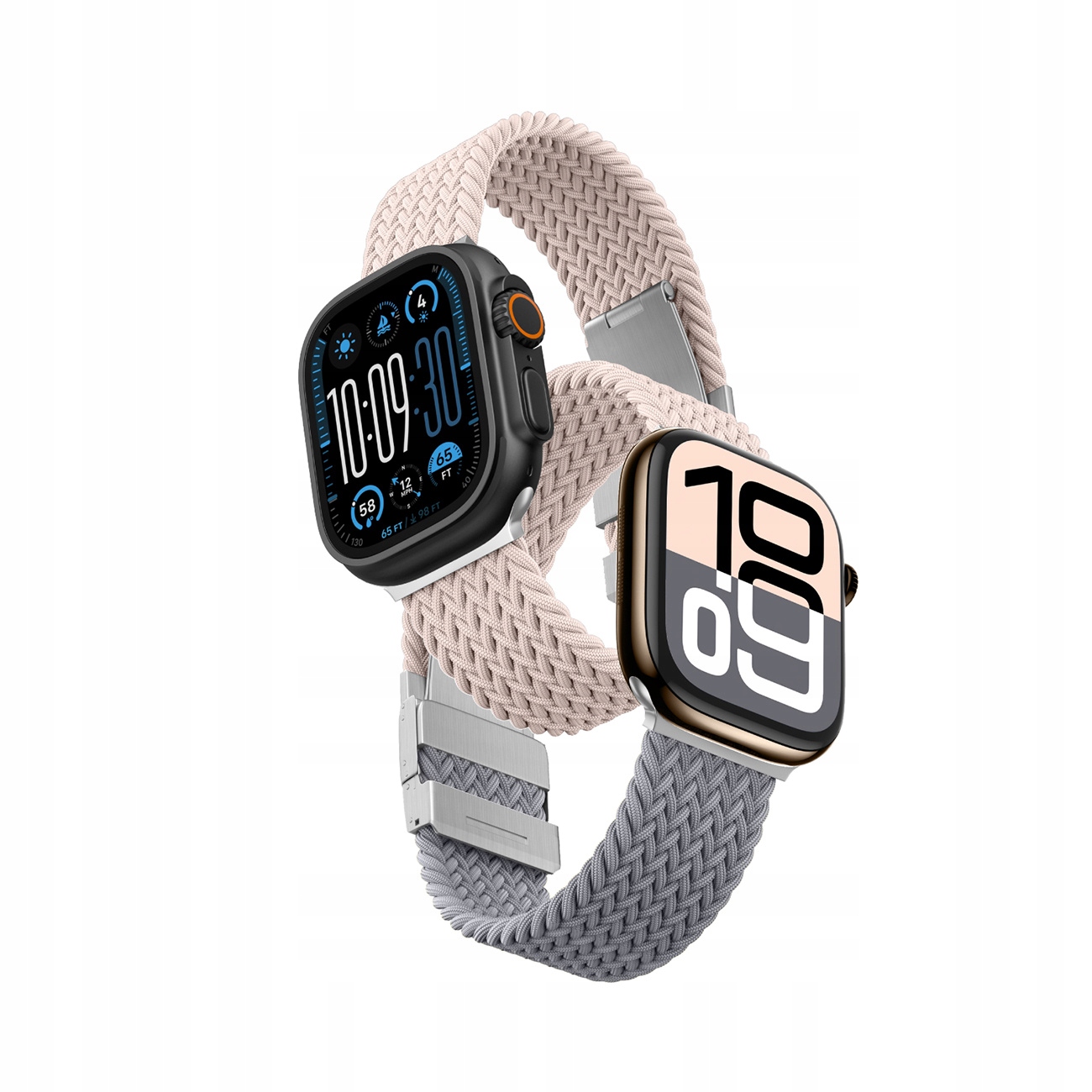 Zestaw 2 pasków AMAZINGTHING Blend Band do Apple Watch 45 / 46 / 49 mm – Różowo-szary / Różowy