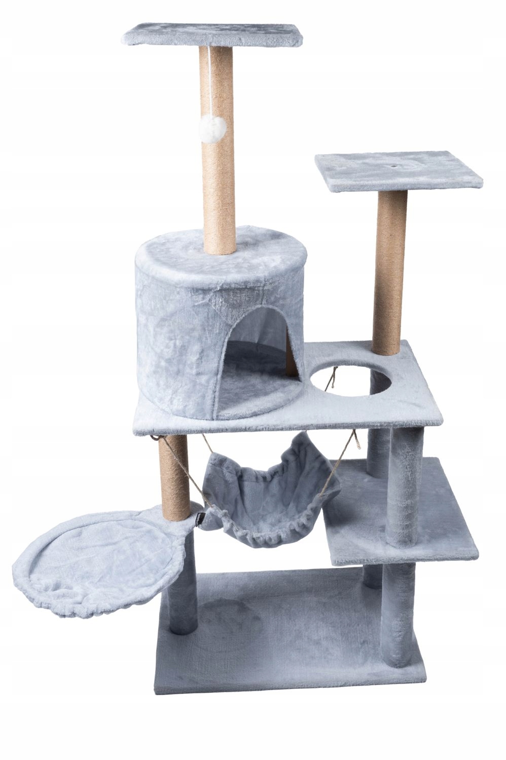 Drapak dla kota legowisko wieża domek 5 poziomów szary – idealne miejsce dla Twojego pupila