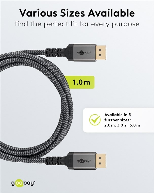 Kabel DisplayPort™ - Długość kabla 2 m – Wysoka jakość obrazu i dźwięku