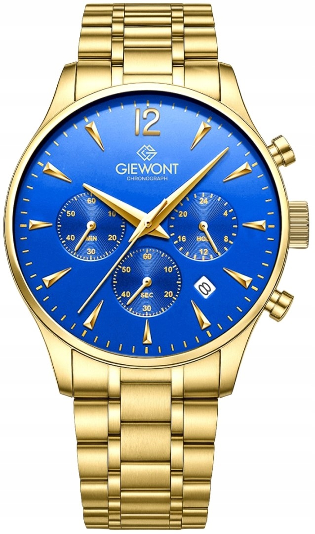 Zegarek Męski Giewont Chronograph Sapphire Złoto Niebieski GW6310-B5 – Elegancja i funkcjonalność w jednym