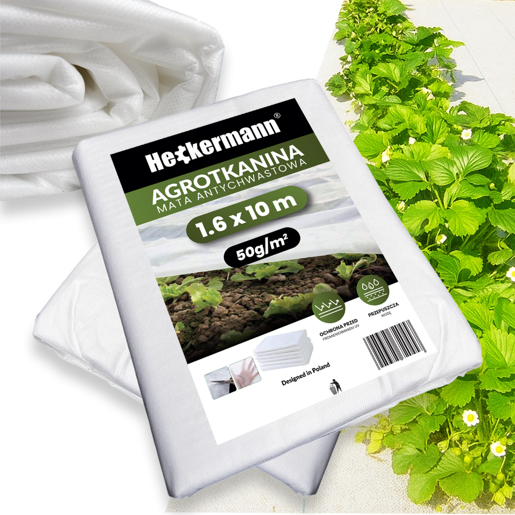 Agrotkanina Heckermann 1,6x10m 50g/m² – Ochrona Twojego ogrodu przez cały rok