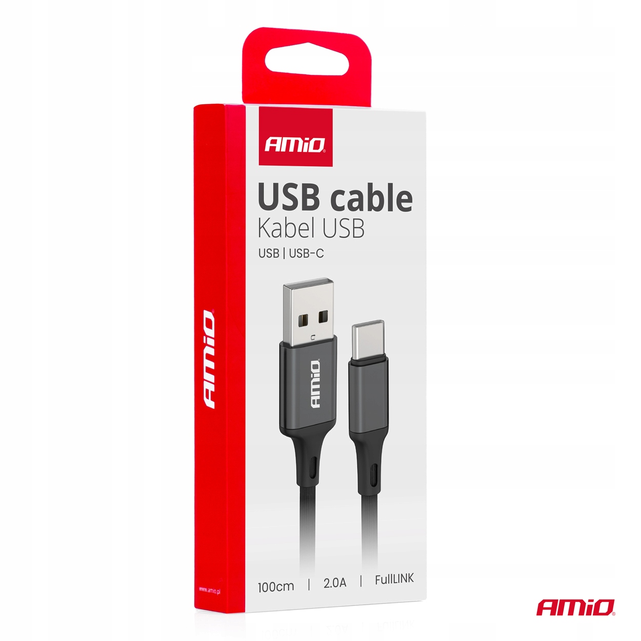 Kabel do ładowania USB-A - USB-C 2A 100cm FullLINK AMIO-03899 – Szybkie ładowanie i transmisja danych