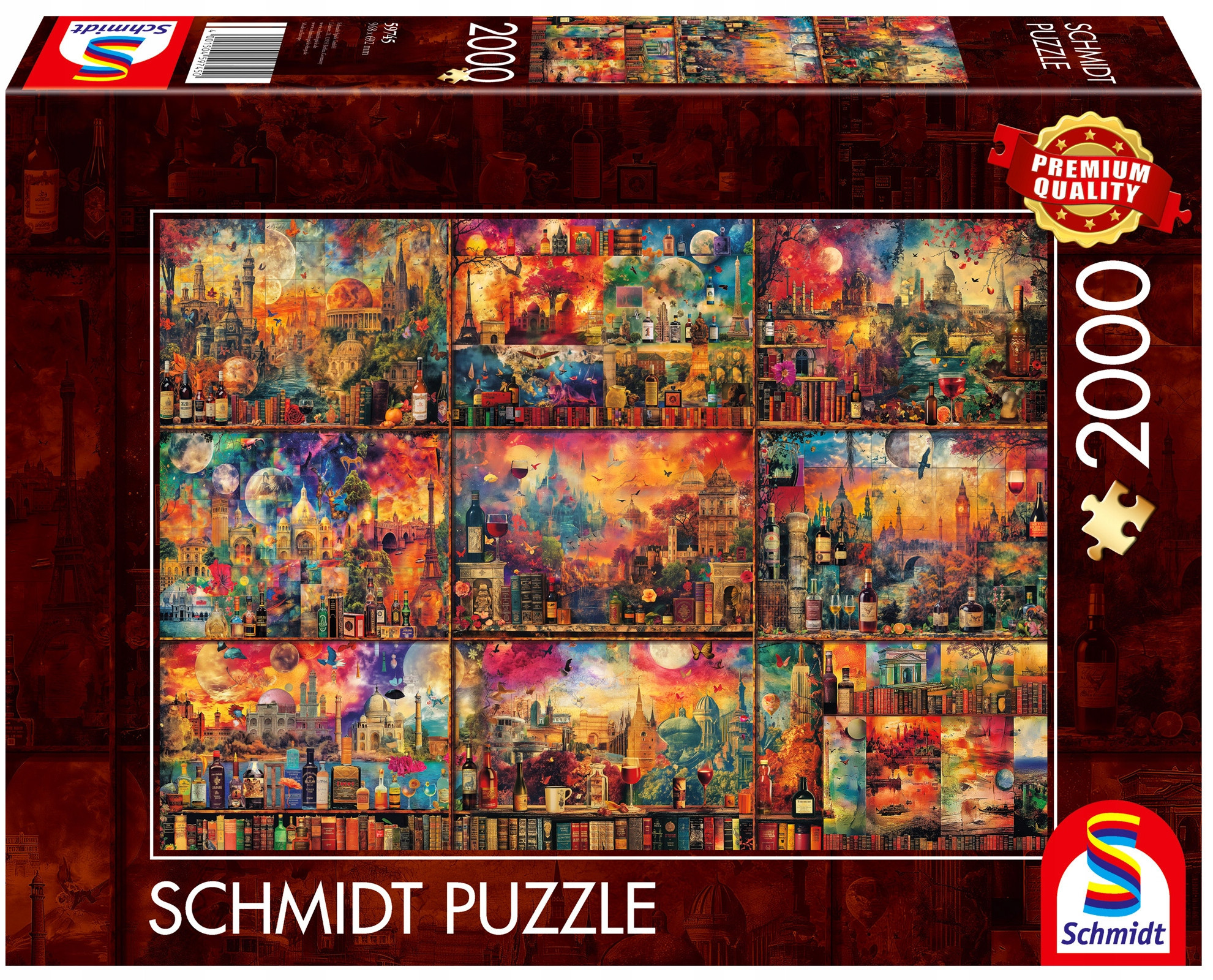 Puzzle PQ 2000 Podróże z książką i winem – Idealna zabawa dla całej rodziny