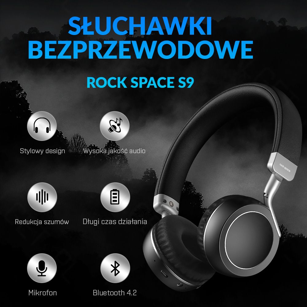 ROCK SPACE S9 Bezprzewodowe słuchawki nauszne HiFi