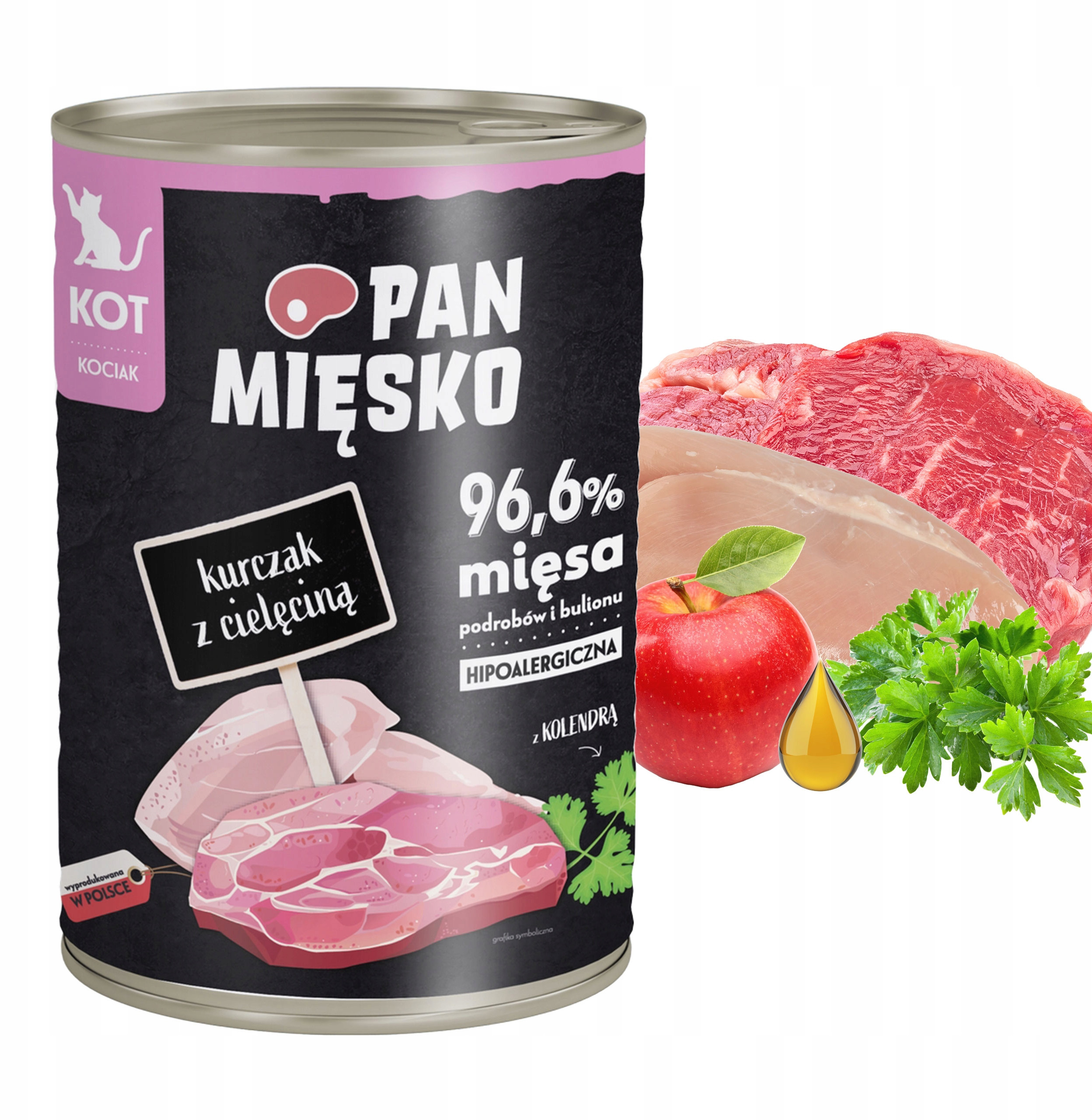 Wysoka zawartość mięsa i podrobów – 96,6% składników mięsnych