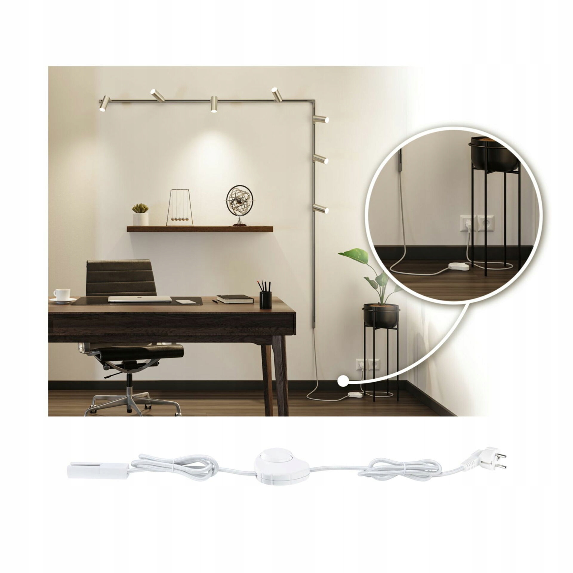 Przewód zasilający Paulmann URail 2m z wyłącznikiem – Eleganckie oświetlenie dla Twojego wnętrza