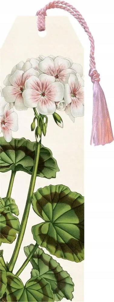 Zakładka 161 ze wstążką Biała pelargonia – Elegancja w Twoim biurze