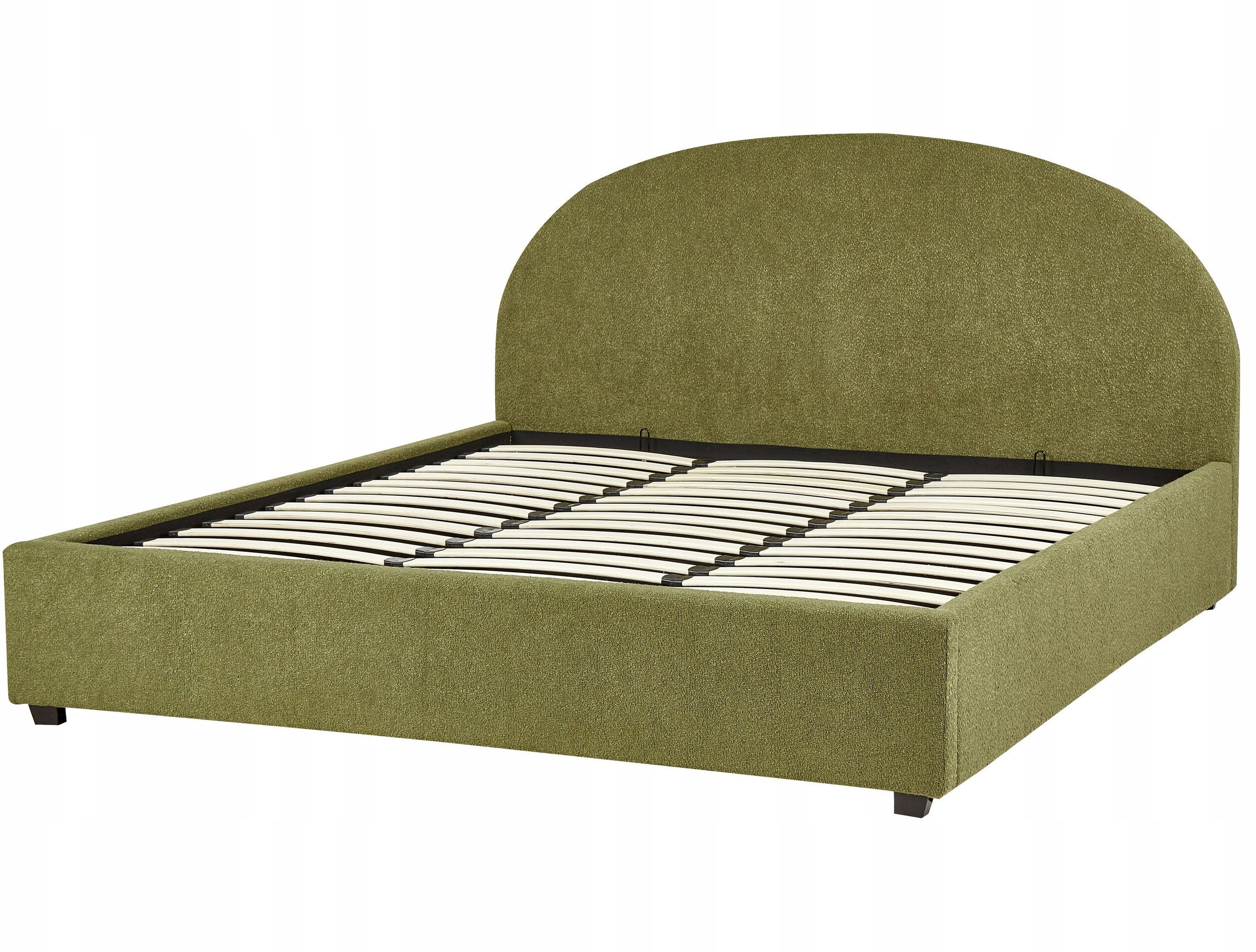 Łóżko z pojemnikiem Boucle VAUCLUSE 180 x 200 cm Oliwkowy – Komfort i styl w Twojej sypialni