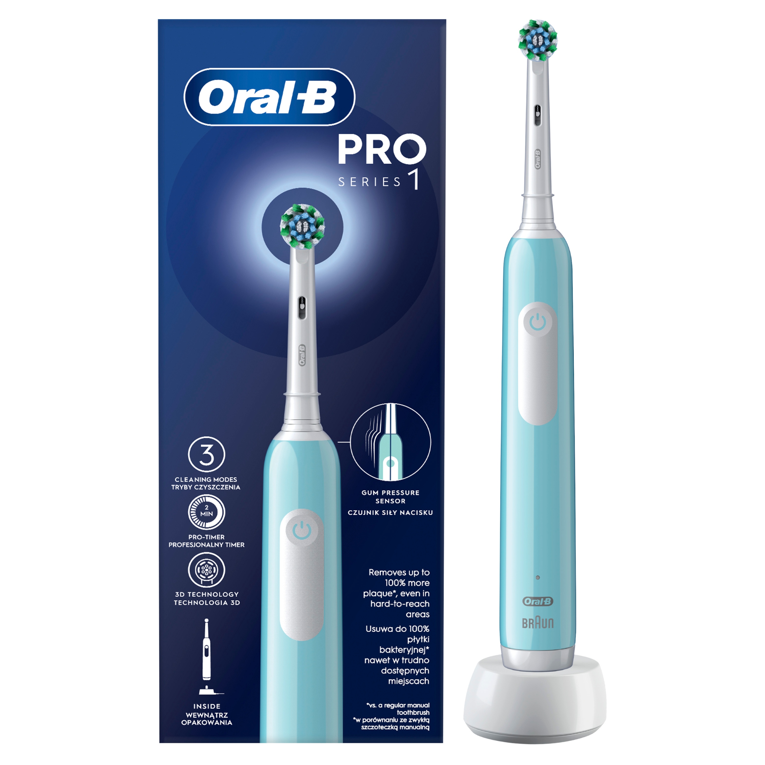Elektryczna szczoteczka do zębów Oral-B Pro CrossAction Caribbean Blue – Twoje codzienne wsparcie w pielęgnacji jamy ustnej