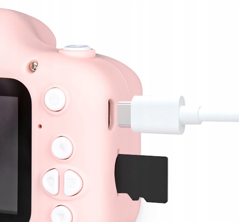 W zestawie z kartą pamięci 32GB i różową smyczą