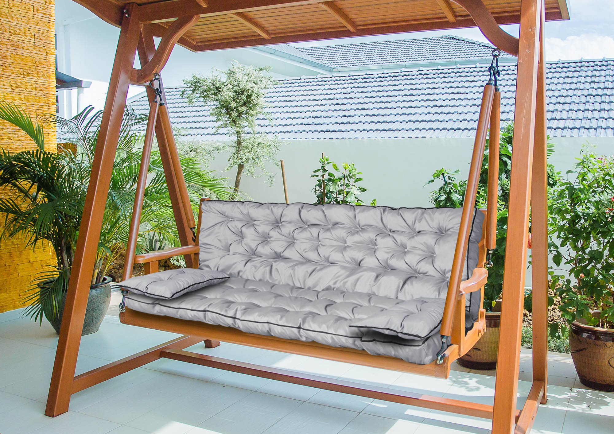 Zestaw ogrodowy wysoki bok z lamówką 150x60x50 cm szary – Idealny do Twojego ogrodu