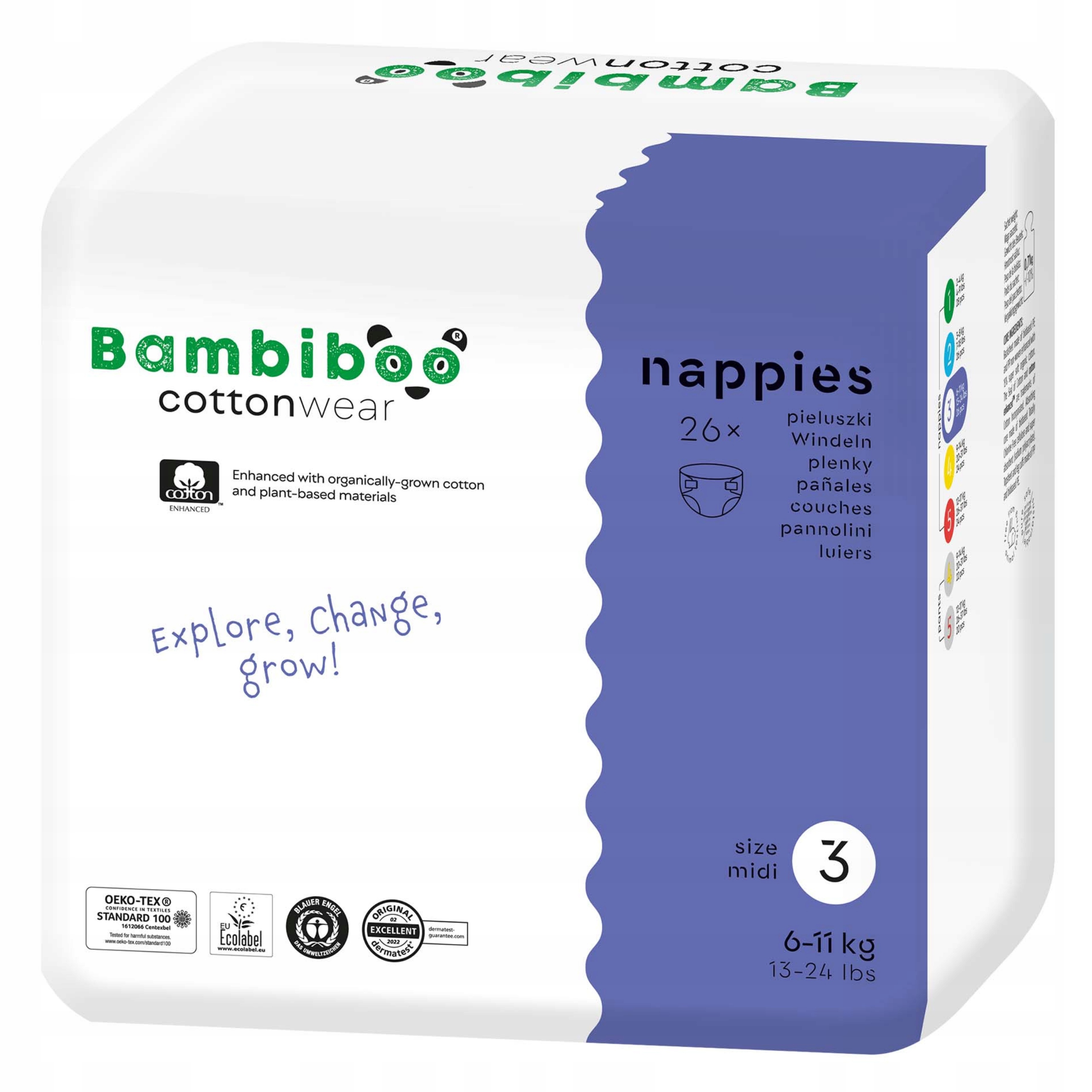 Bambiboo COTTONWEAR – Pieluchy jednorazowe z bawełną organiczną dla niemowląt