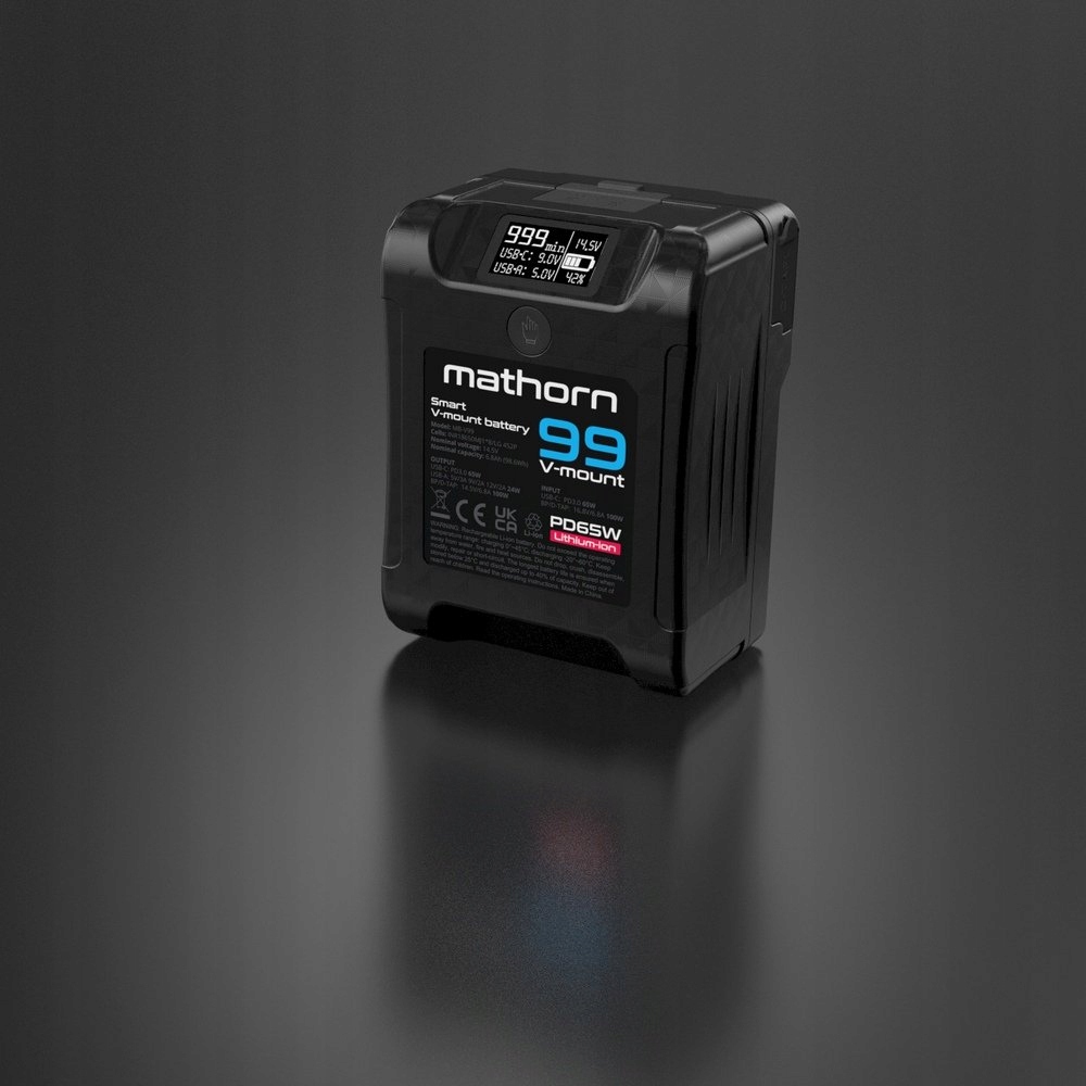Akumulator Canyon Bateria Mathorn MB-V99 6800mAh PD65W OLED USB-C 99Wh V-mount – Wydajność i mobilność w jednym