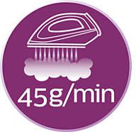 Strumień pary do 45 g/min ułatwia rozprasowywanie zagnieceń