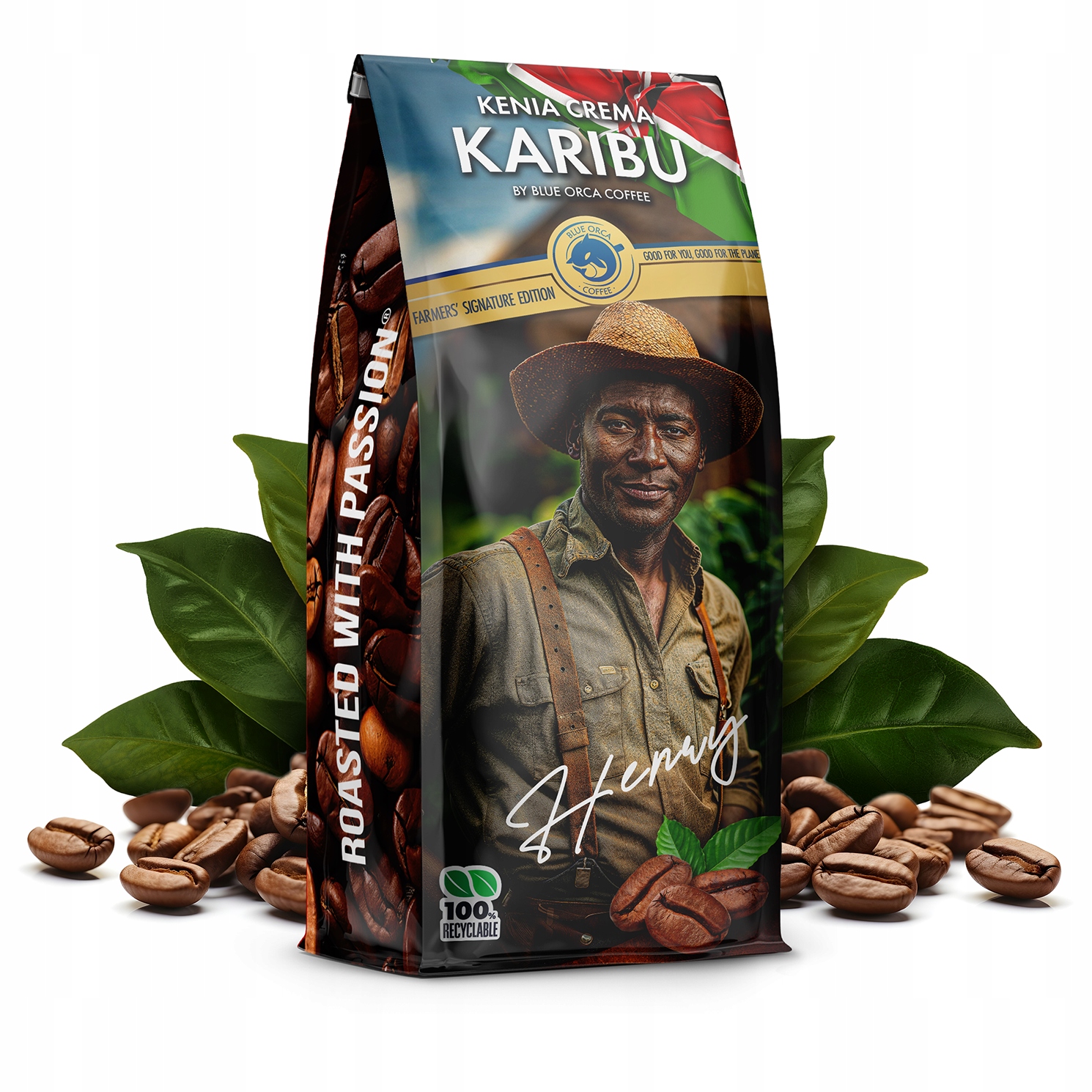 Kawa ziarnista KENIA KARIBU CREMA 1kg – Odkryj wyjątkowy smak z Blue Orca Coffee