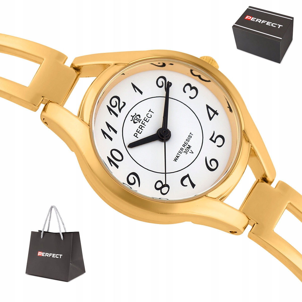 Biała tarcza z kontrastowymi cyframi