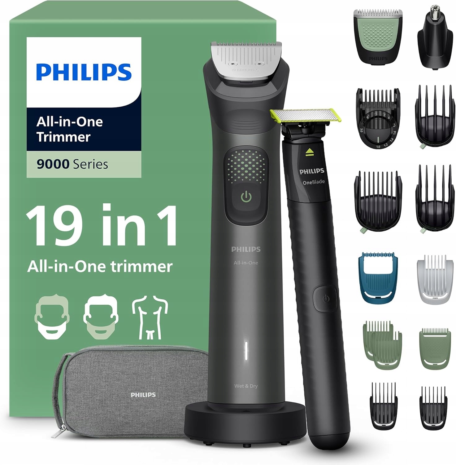 Philips MG9556/15 – Uniwersalny trymer do pielęgnacji z 19 końcówkami
