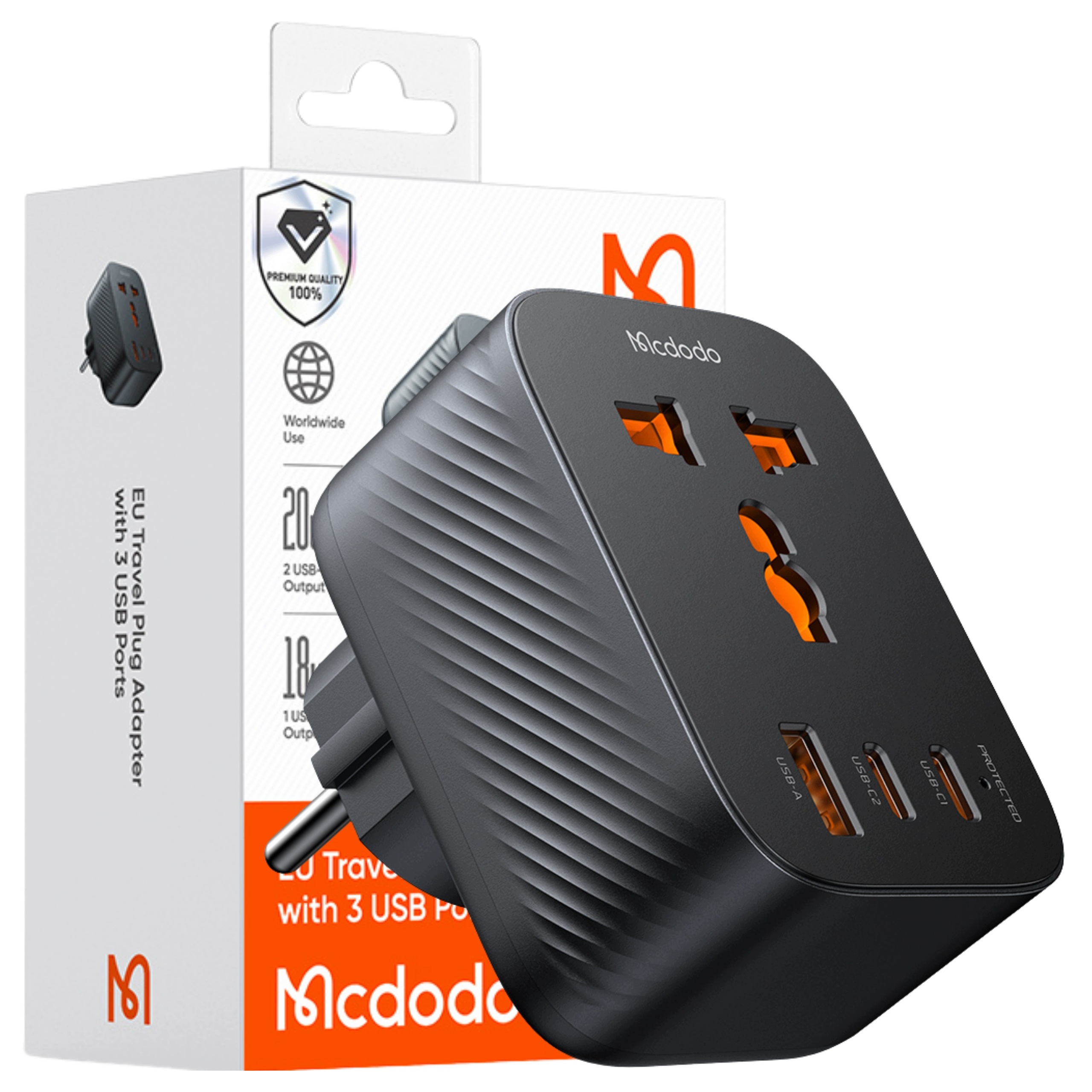 Przejściówka ładowarka adapter podróżny MCDODO EU 2 USB-C 1 USB-A – Idealne rozwiązanie dla podróżników