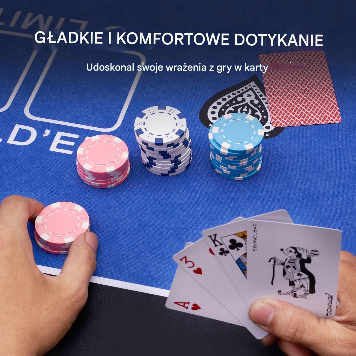 Aksamitna powierzchnia dla płynnego przesuwania kart