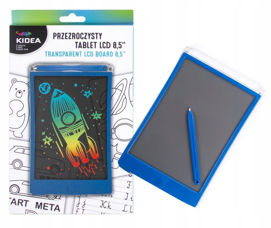Przezroczysty tablet LCD B niebieski – Kreatywna zabawa dla dzieci