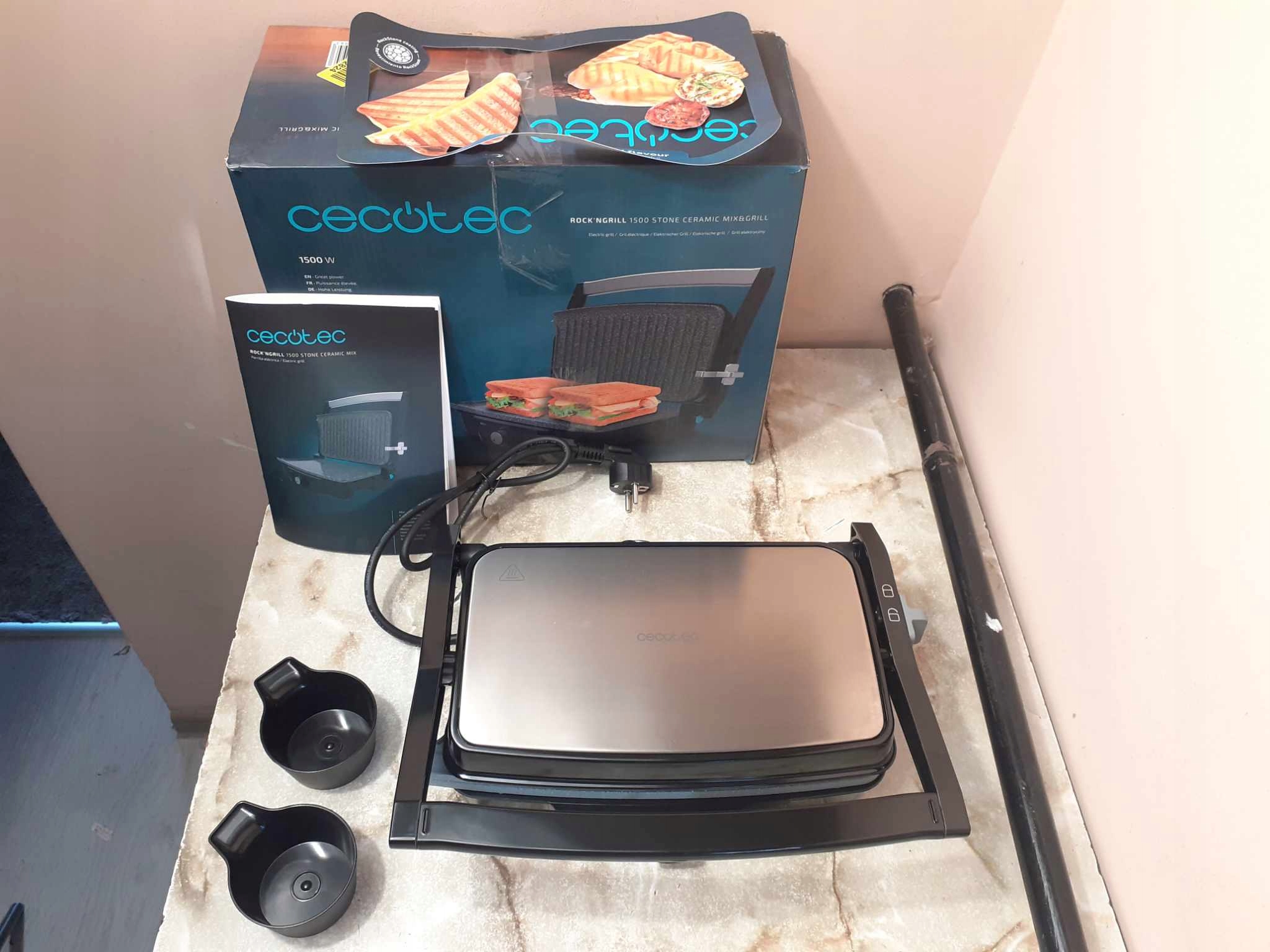 Grill elektryczny Cecotec Rock'nGrill 1500 Stone Ceramic Mix & Grill – Idealny do grillowania i przygotowywania kanapek