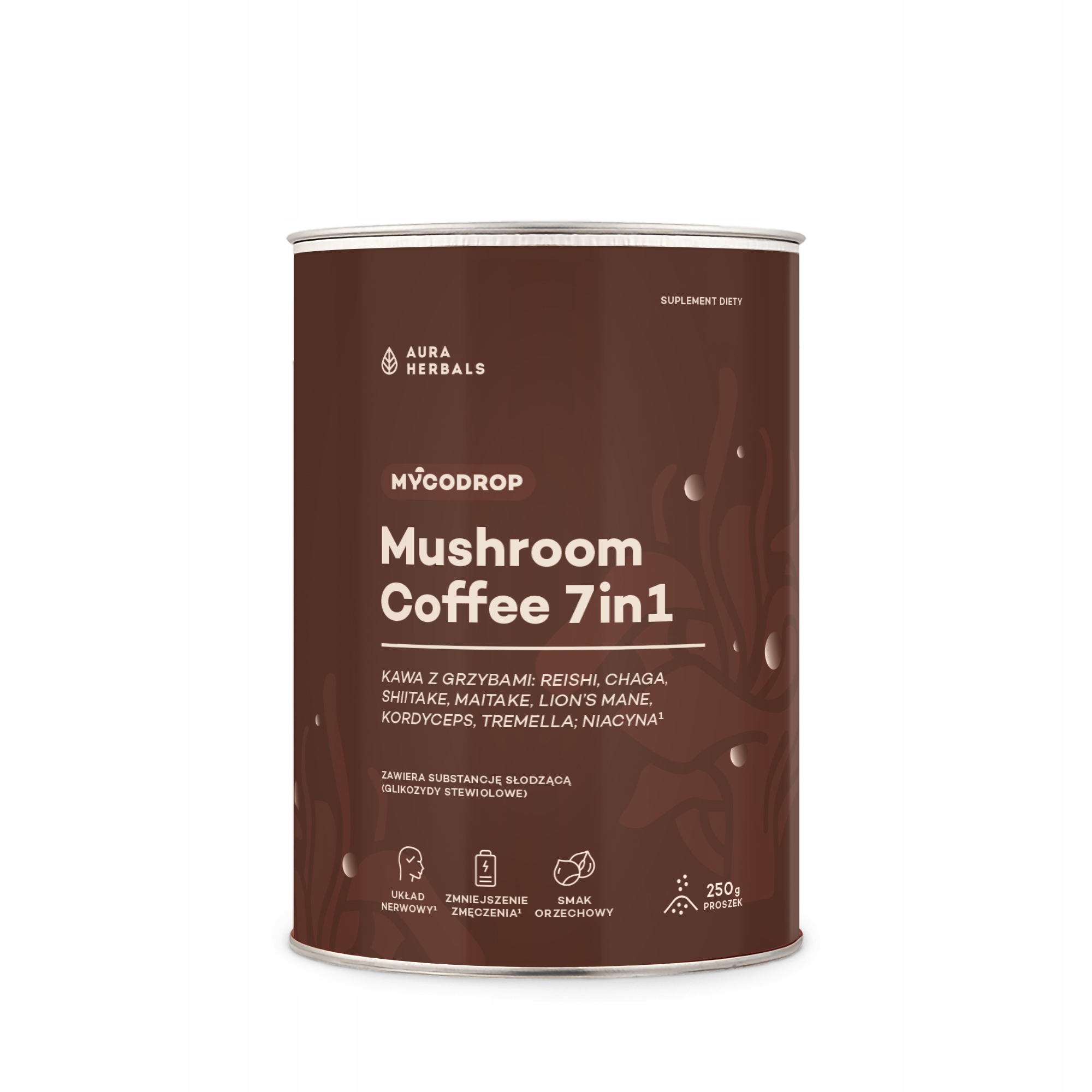 AURA HERBALS Mycodrop – Kawa z grzybami 7 w 1 (250 g)