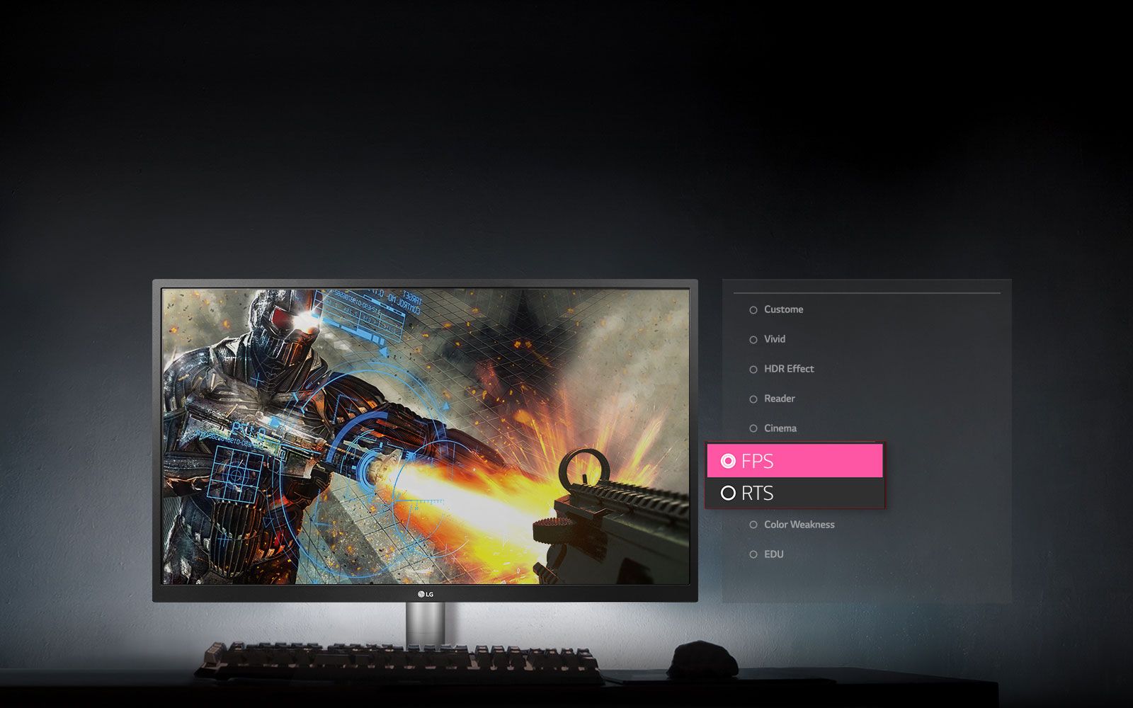 LG monitor display with video game graphics