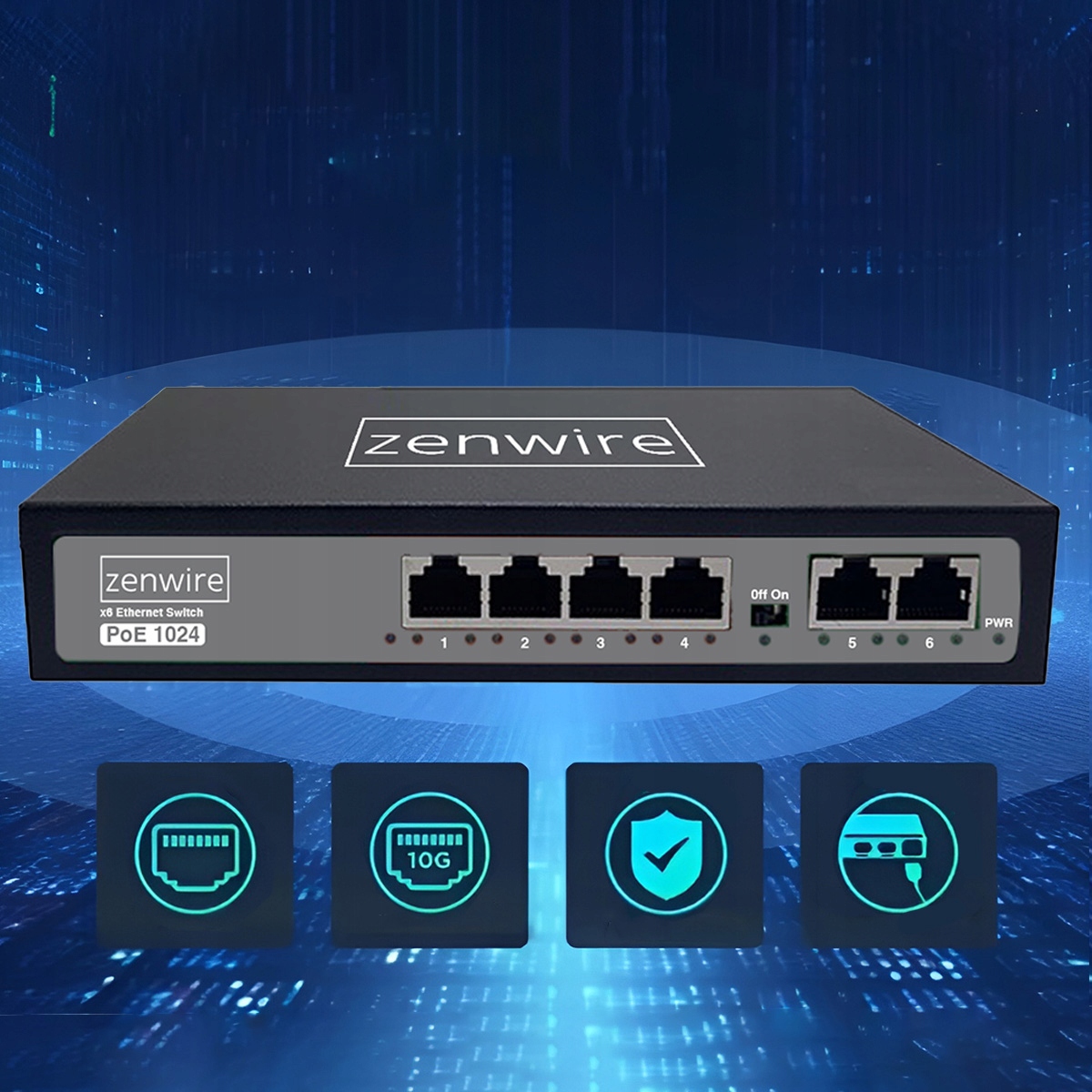 Kluczowe cechy Switcha POE – 8 portów Ethernet RJ45 z zasilaniem