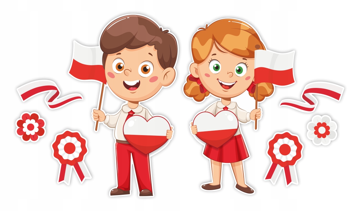 Zestaw 8 dużych elementów w biało-czerwonych barwach