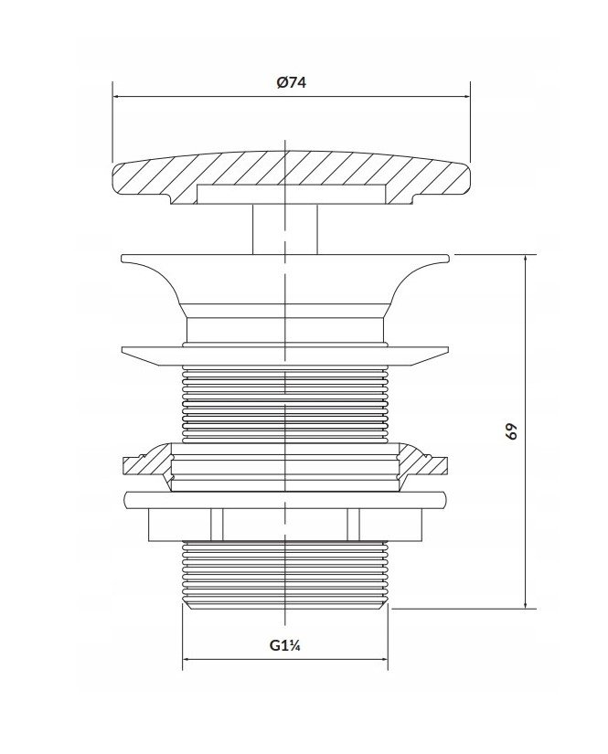 Wymiary: Średnica 74 mm, wysokość 90 mm