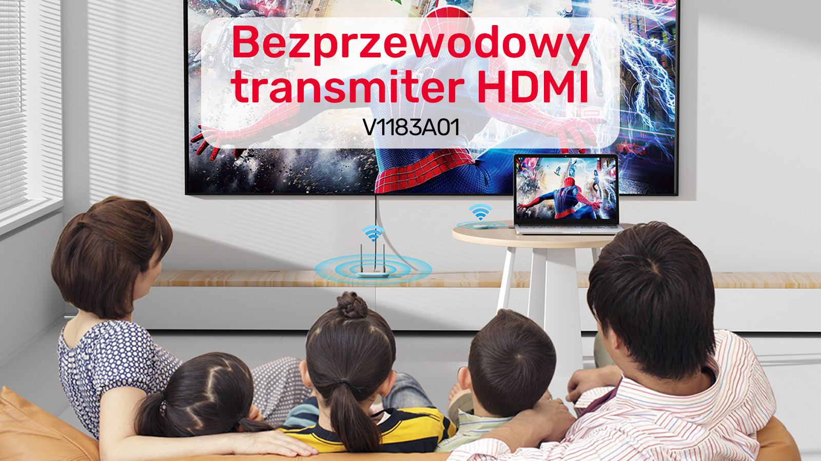 Unitek nadajnik i odbiornik HDMI V1183A01 biały