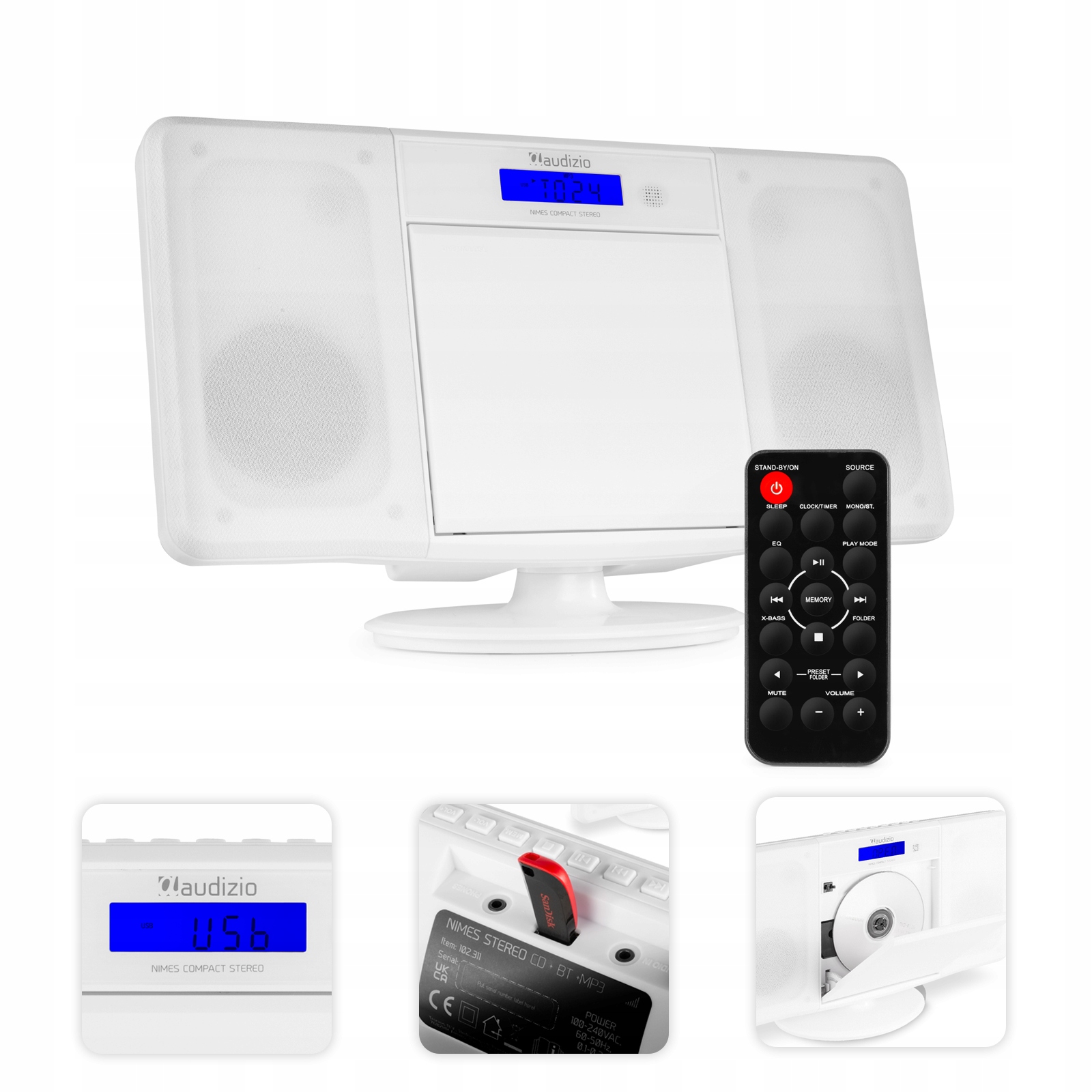 Miniwieża HIFI Nimes CD tuner FM BT USB – Stylowe audio w Twoim domu