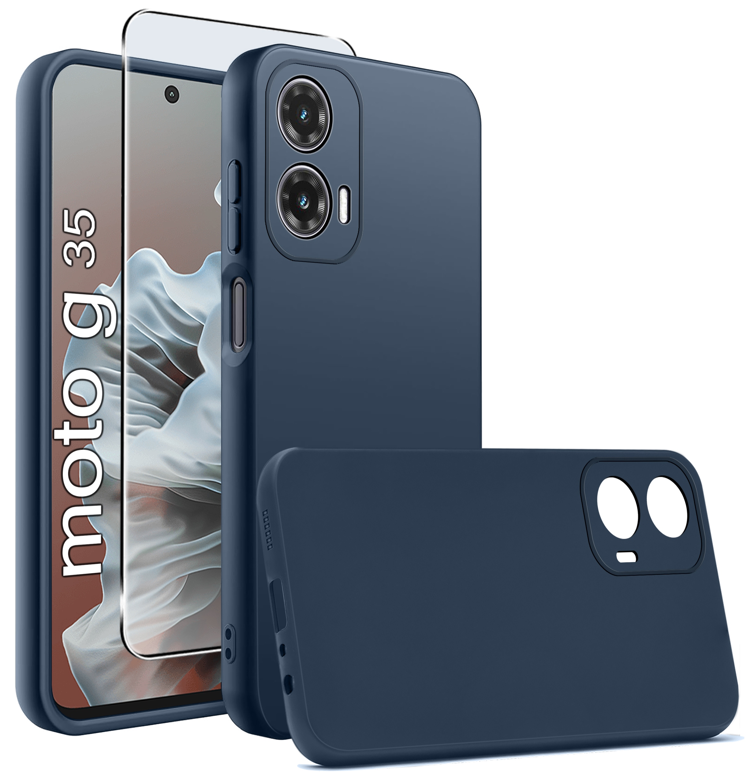 Etui do Motorola Moto G35 5G silikonowe MATOWE + Szkło ochronne 9H – Ochrona na najwyższym poziomie