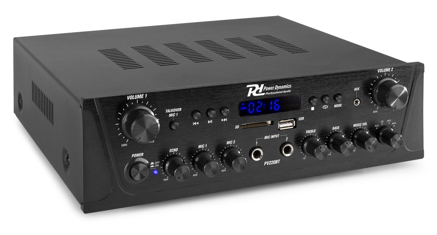 Wzmacniacz audio Power Dynamics PV220BT – Doskonałe brzmienie w dwóch strefach